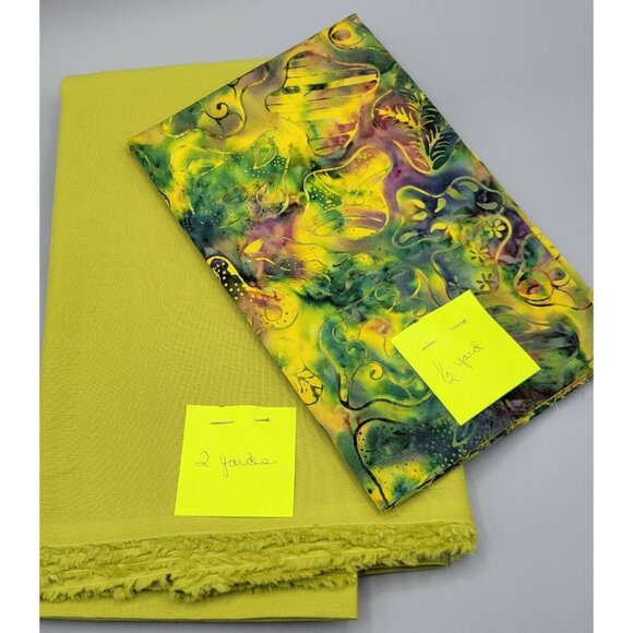 Wavy Amoeba Flowers Scrolls Leaves Coordinating Fabric Quilting Sewing 2 1/2 Yd - Picture 2 of 3